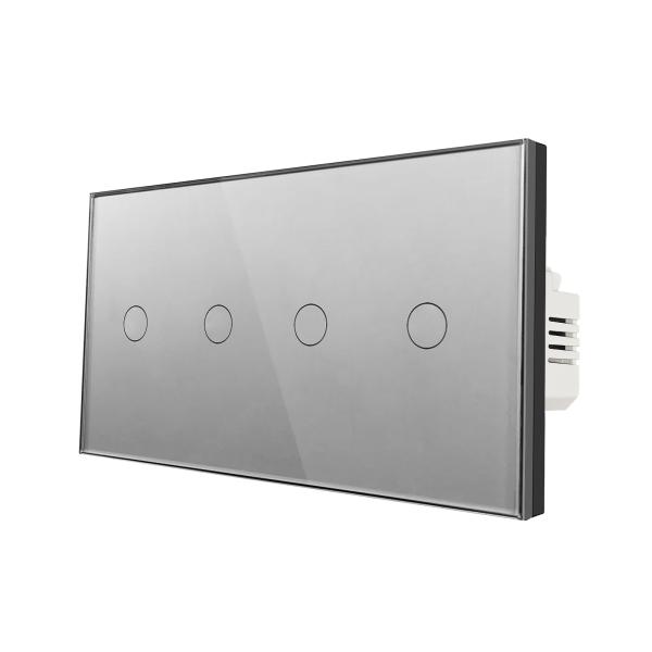 EU/UK 157*86mm Compact Touch Switch 4Gang Push Button Wall Switch Suitable For Round Installation Box
