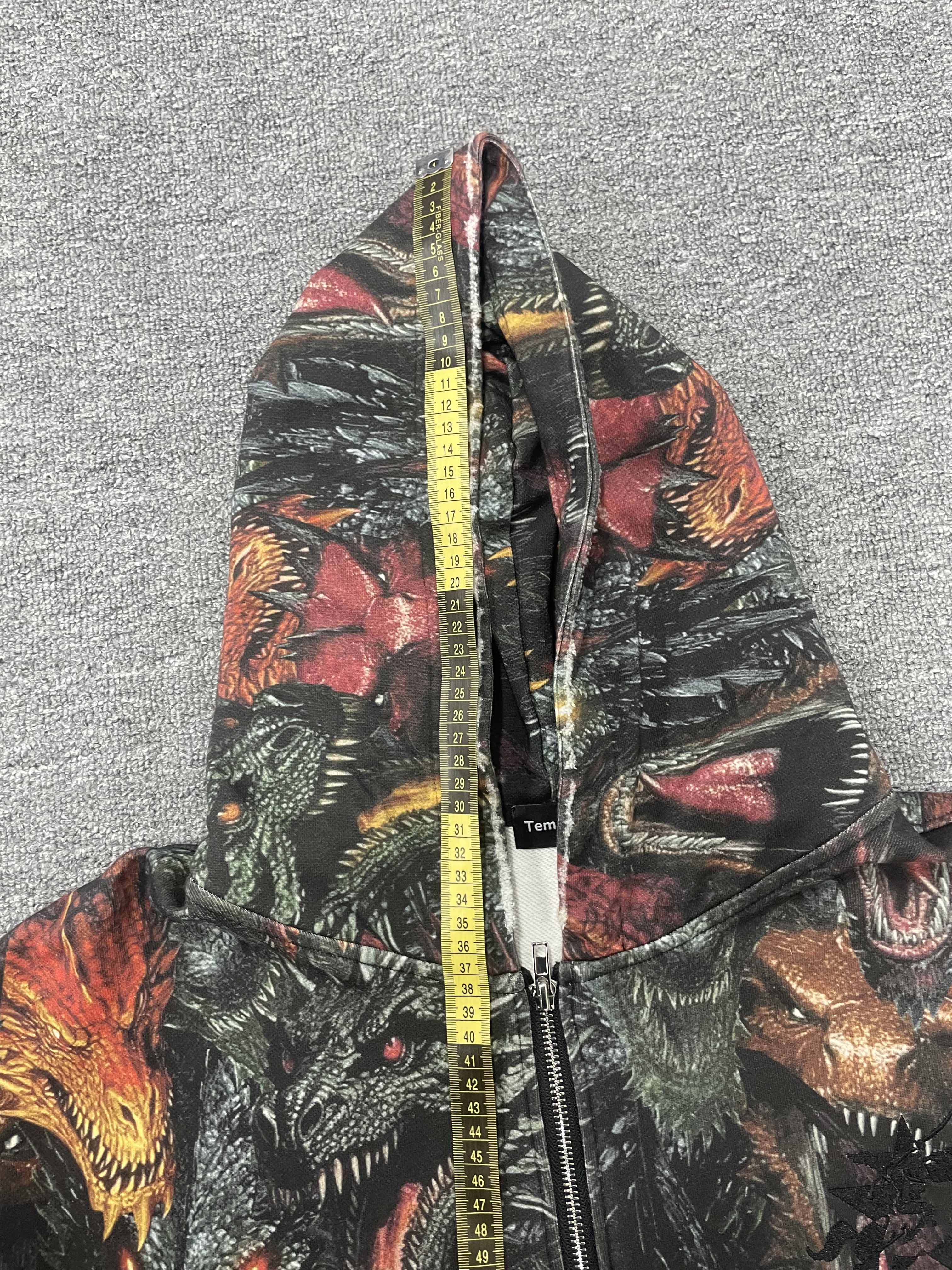 Tianan Custom Cotton Hoodies All Over Print Camo Dragon Graphic Embroidery Distressed Raw Hem Oversized Streetwear Men's Hoodie