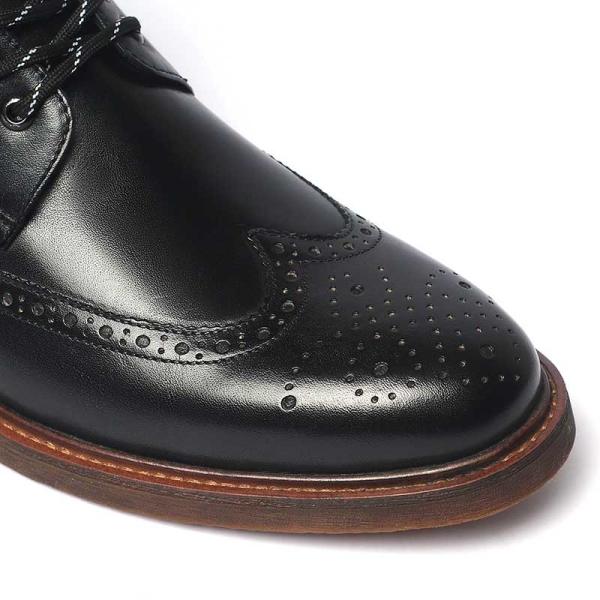 Black Lace-up Anti Skid Mens Leather Durable Dress Boot