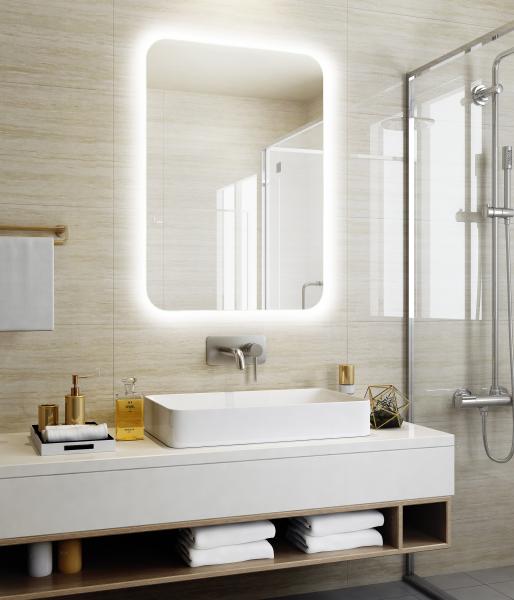 Touch Sensor Frameless Lighted Bathroom Mirror High Reflection Wall Hanging