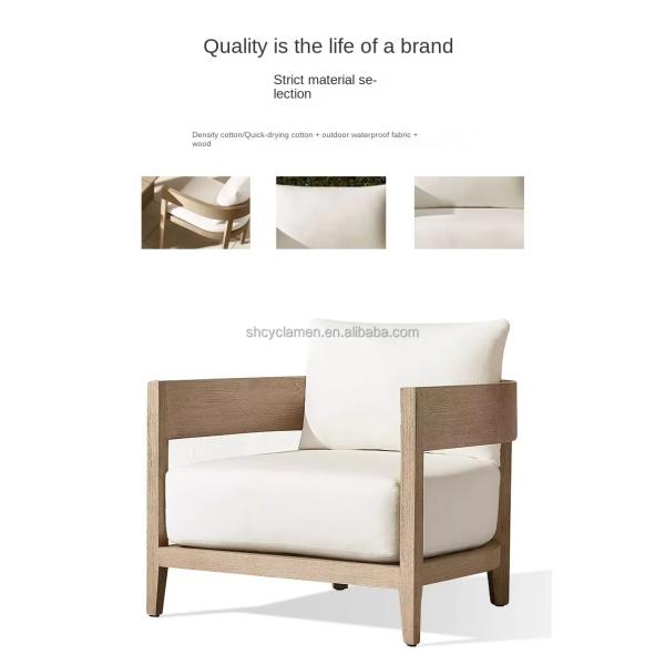 Simple Nordic Outdoor Teak Aluminum Furniture Garden Sofa Chairs Anti Corrosion Anti Cracking