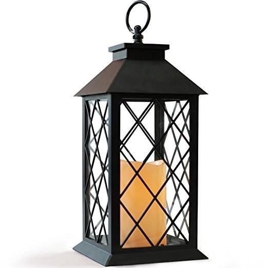 Vintage Indoor Black Lantern Flameless LED Candles With Plastic Wavy And Drip