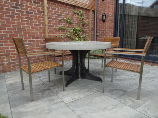 Tableau de patio rectangulaire en béton gris de la ville de Foshan Outdoor GRC banc de table en béton