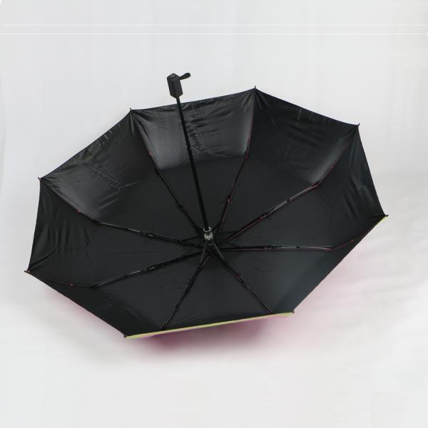 21 Inch Printable Three Fold Umbrella Plastic Handle With Anti - Uv Coating Inside