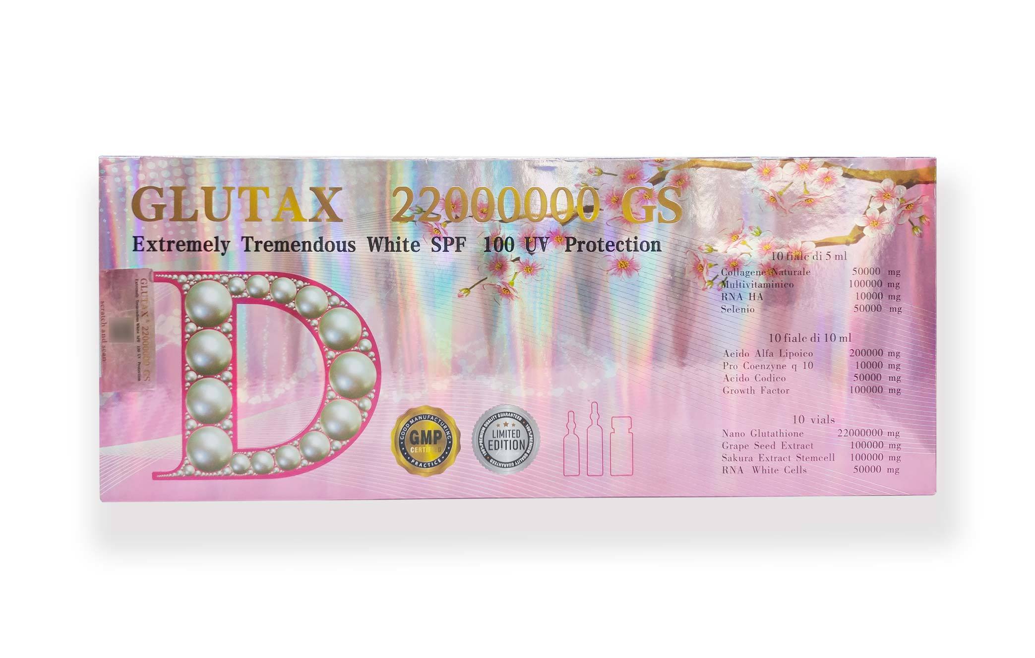 UV Protection Glutax Whitening Injection 22000000GS Extremely Tremendous White Custom