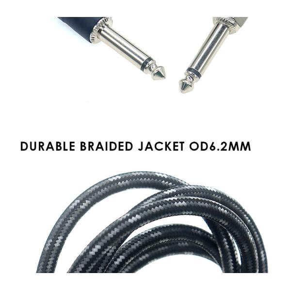 L Shape 90 Degree Right Angle to Straight Durable Braided Jacket 6.35mm Ts Jack Instrument Electric Guitar Patch Audio Cable