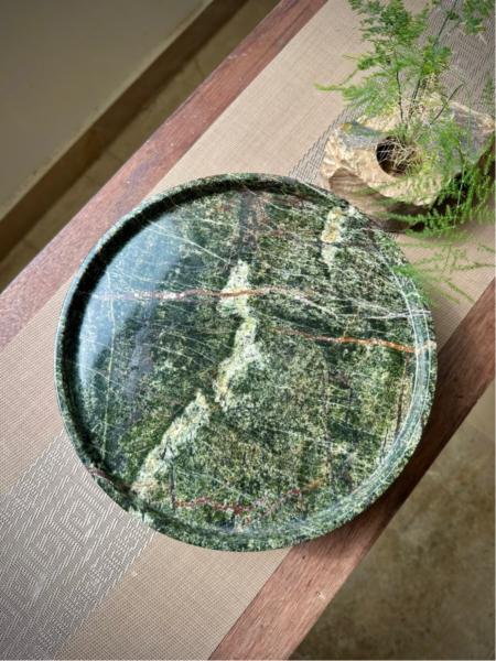 Tarjeta decorativa de mármol redondo verde italiano