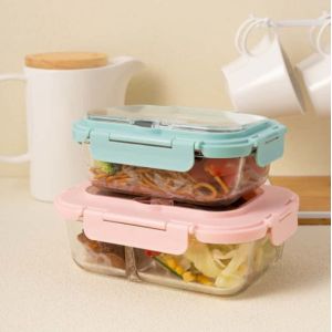 High Borosilicate Glass Meal Prep Container with BPA-Free PP Lid and Temperature