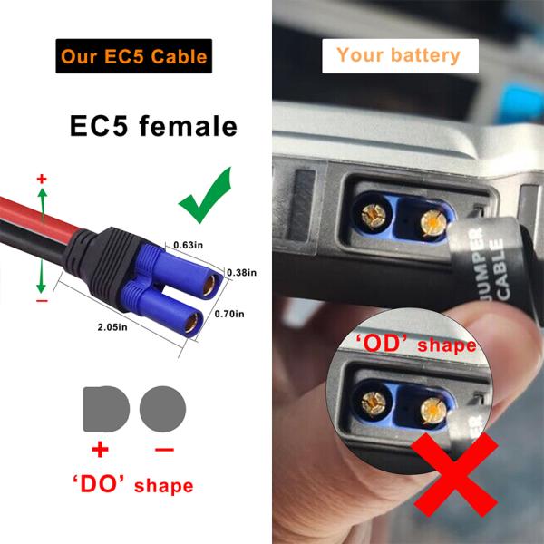 Câble d'alimentation avec connecteur CC rectangulaire EC5 vers 2P pour batterie LiFePO4, onduleur, générateur solaire, systèmes CC portables