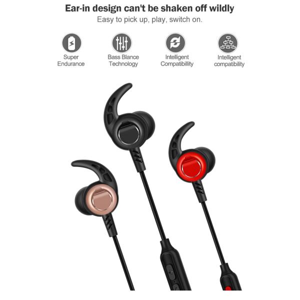 Volume Control Neckband Bluetooth Earphones 80mAH Stereo Bass