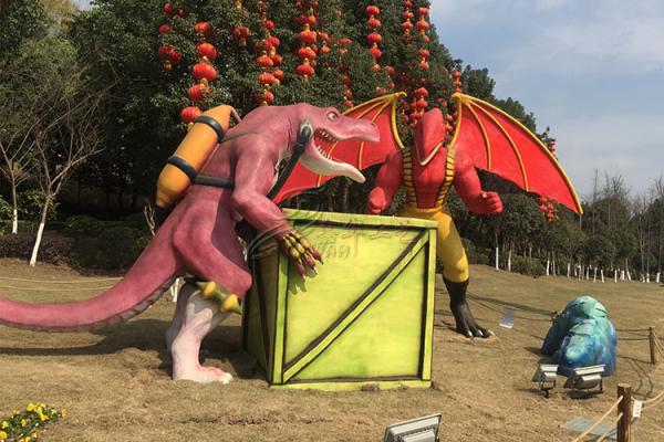 Dinossauro feito sob encomenda decorativo do caráter FRP da maravilha dos produtos da fibra de vidro do parque
