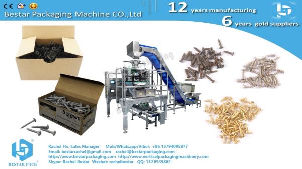 Automatic solution for hardware nails packing in box, Bestar weighing filling machine