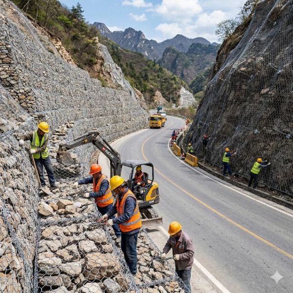 Pvc Coated Gabion Wire Mesh Roll Rockfall Protection Netting For Riverbank Protection