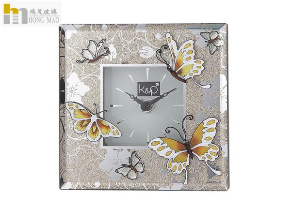 Popular Creative Glass Table Clock , Art Deco Glass Clock OEM / ODM Available