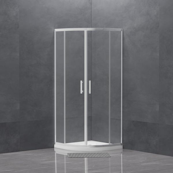 Tempered Glass Shower Enclosure with 2 Handles and Sliding Doors in Black Corner