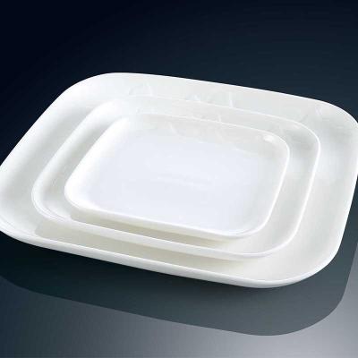 Placas Quadradas de Cerâmica Branca Porcelana Durável Placa de Sobremesa Para Casa