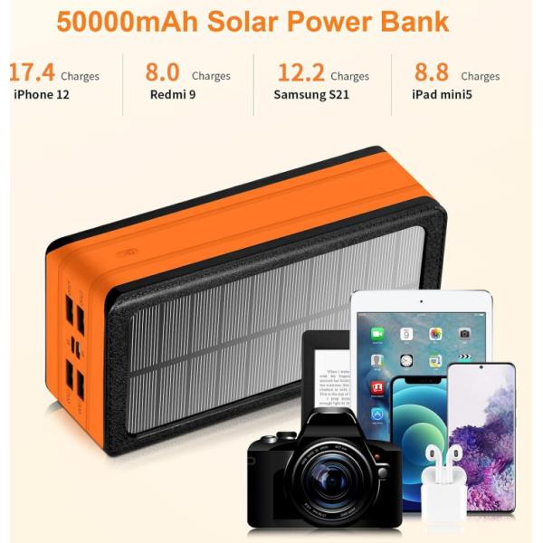 Беспроводный портативный солнечный аккумулятор зарядное устройство для телефона 50000mAh мощность