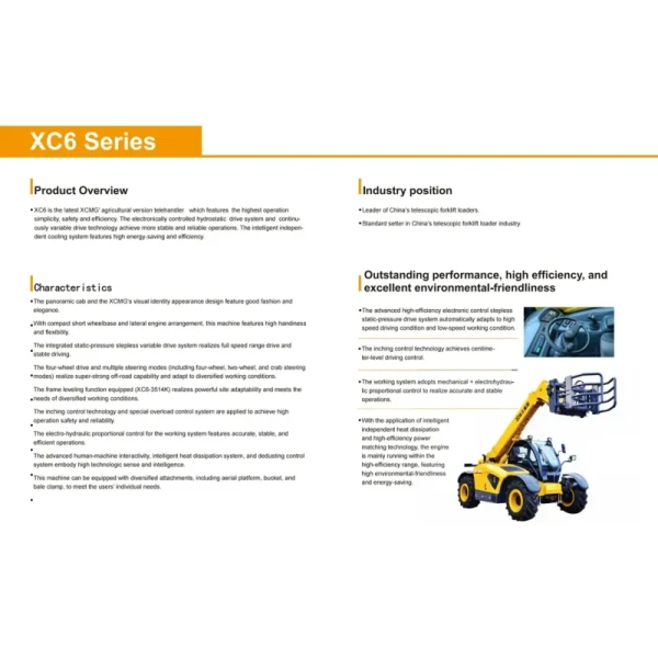 4WD Agricultural Construction Machinery with Discount Price, 2.5ton 7m New Telescopic Forklift Xc6-3514K Telehandler for Sale