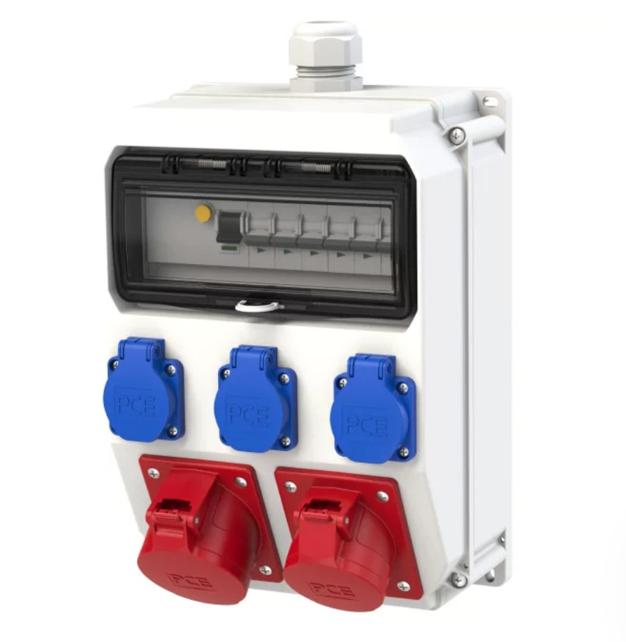 PCE Industrial Plastic Socket Power Maintenance Box IP67 Rated 220V/380V Three Sockets Each Customizable According to Drawings