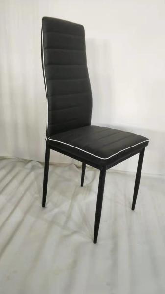 Simple Style Leather Upholstered Dining Chair , Black Velvet Dining Chair Steel Tube