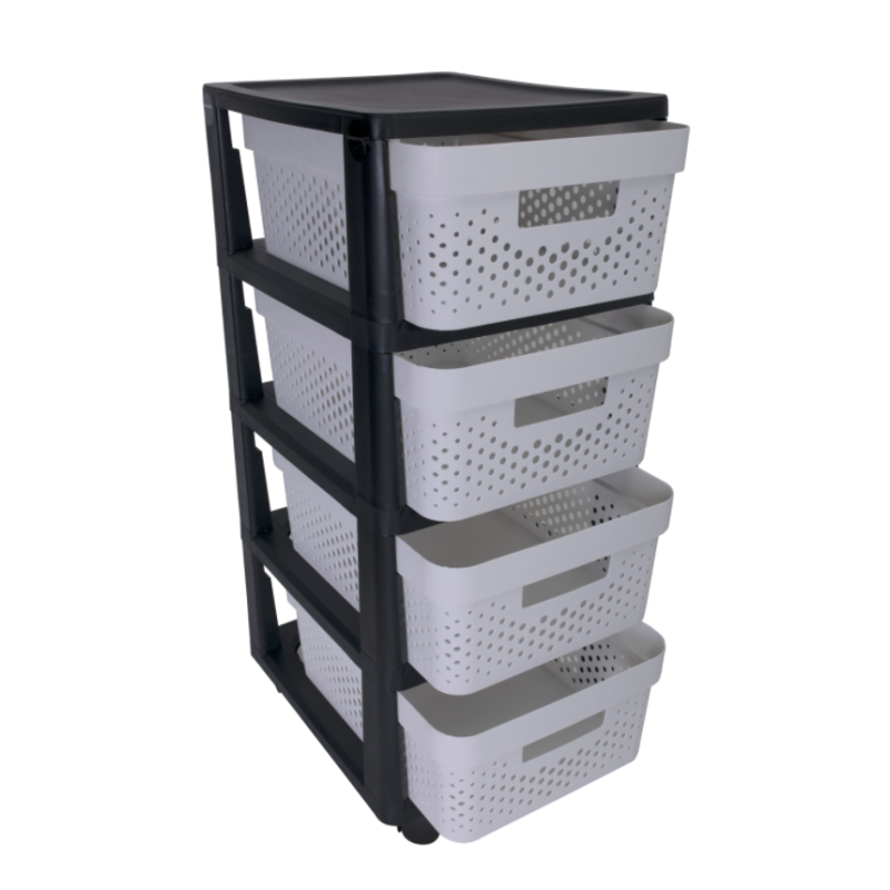 Customizable Four-Tier Pullable Plastic Storage Chest of Drawers Easy Push-and-Pull with Logo Handle