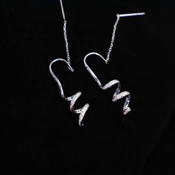 Customized 18K Gold Spiral Drop Diamond Earrings Fine Jewelry for Anniversary Wedding Banquet IGI GIA Lab Grown Diamonds