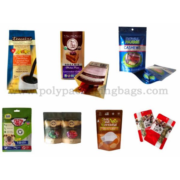 custom Food Packaging Poly Flat Bags With Top Zipper In Three Side Heat Seal