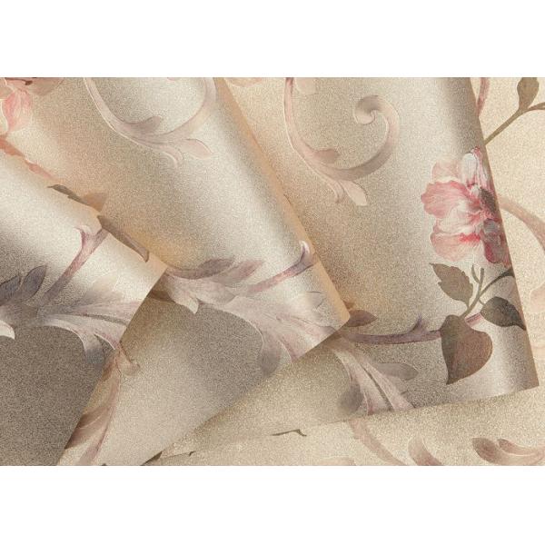 Waterproof Country Style Wallpaper / Gold Foil Wallpaper with Floral Pattern