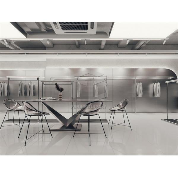 Metal Clothing Shop Display Furniture Veneered Surface