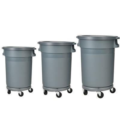80L 100L 120L poubelle en plastique sur roues poubelle ronde épaissie