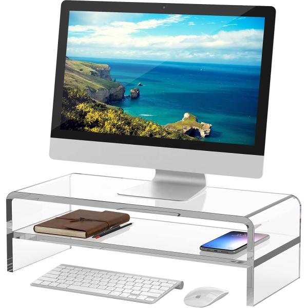 Transparent Acrylic Monitor Stand Display Rack for Home or Office Use