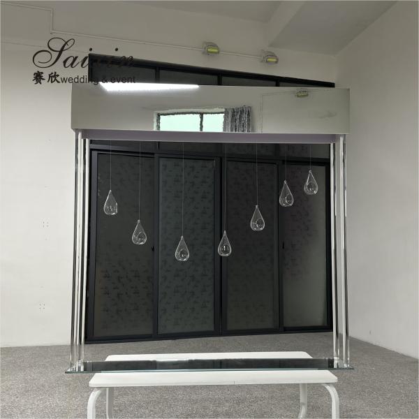 Свадебный кристаллический цветочный стенд Центр с зеркальным цветочником 150 см