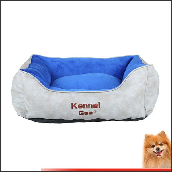 dog bed luxury artificial leather and short plush pp cotton pet bed china factory