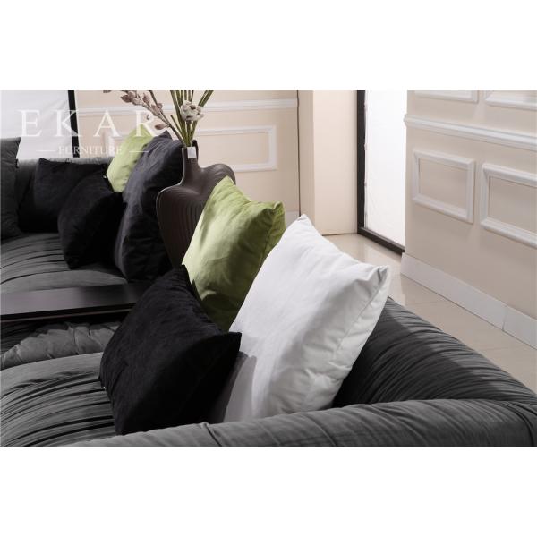 European Modern Elegant Extra Large Velvet Black Sectional Sofa Furniture