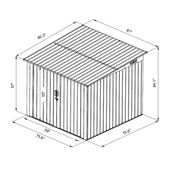0.6mm Metal Bike Storage Shed 4 Bikes 80.3inch HDG Galvanized Color Sheet Material