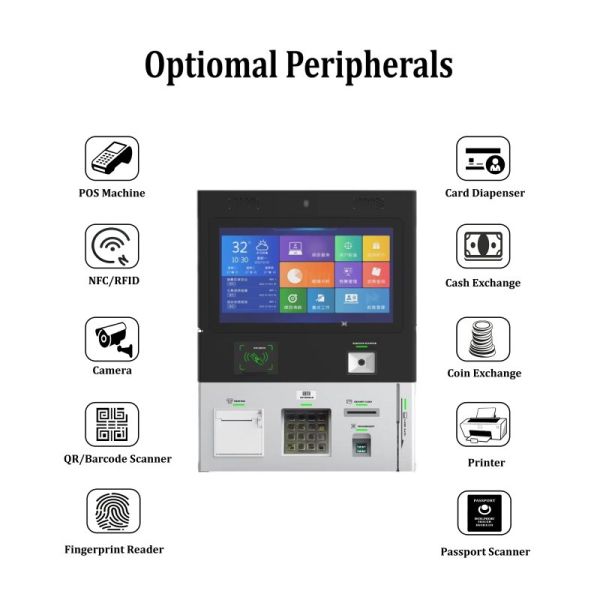 Wall Mounted Hotel Kiosk with 1920x1080 Resolution Touch Screen and Thermal Printer for Self Check-in