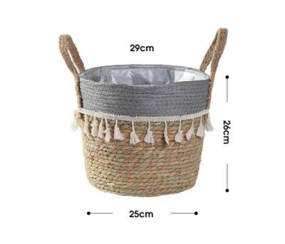 Handicraft Natural Seagrass Storage Basket With Handle ECO Friendly Kids Toy Clothes Baskets Storage Home Decoractions