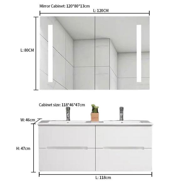 SONSILL Luxury PVC Bathroom Cabinets 47 Inch Bathroom Vanity