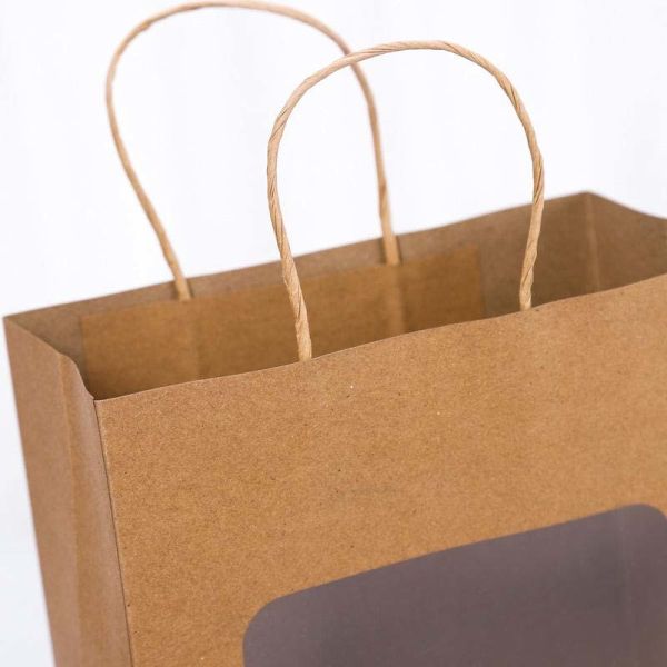 Compostable Kraft Paper Gift Bag Eco Friendly Paper Tote Bags Sturdy
