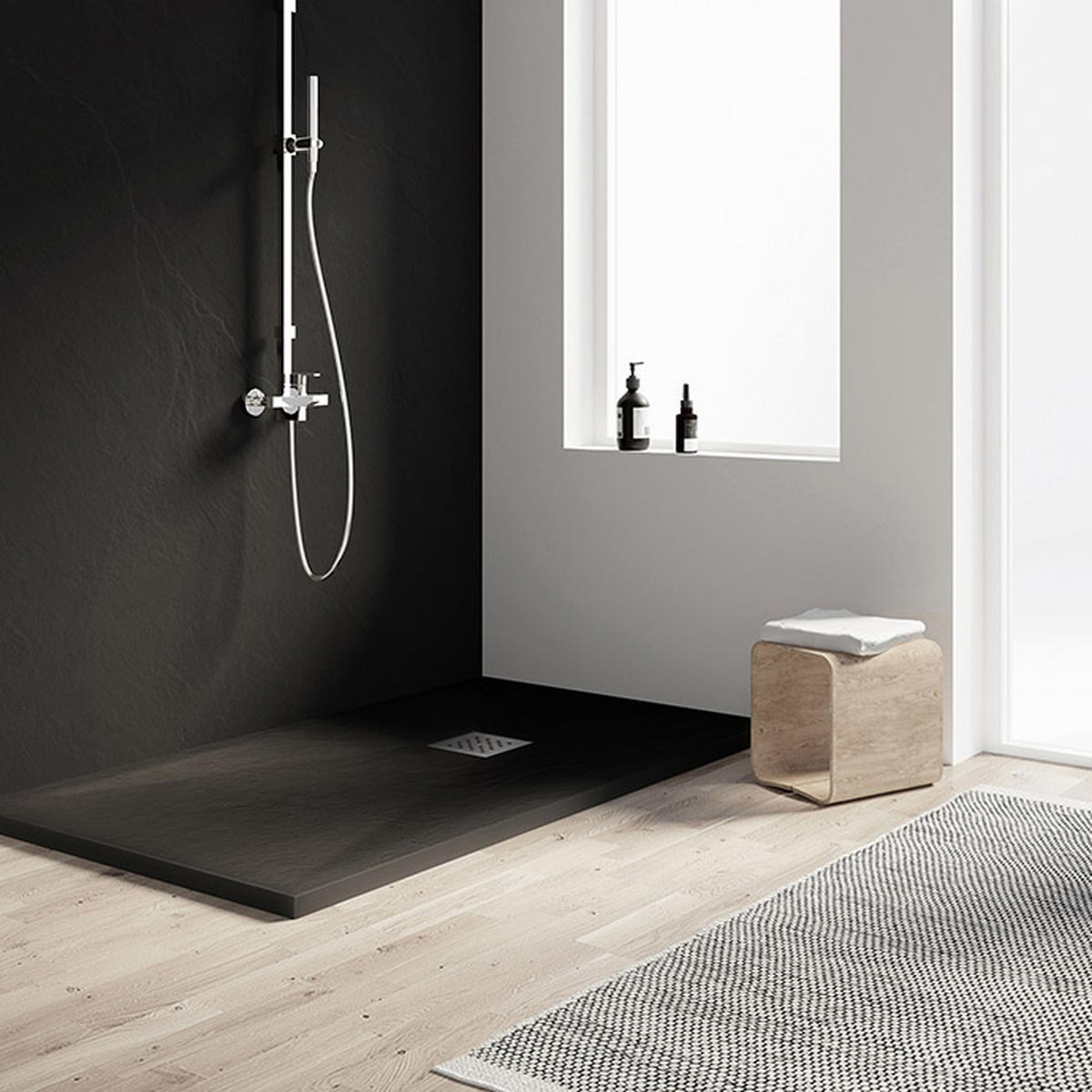 Linear Quadrant Solid Stone Shower Base Tray Anti Slip Level Access