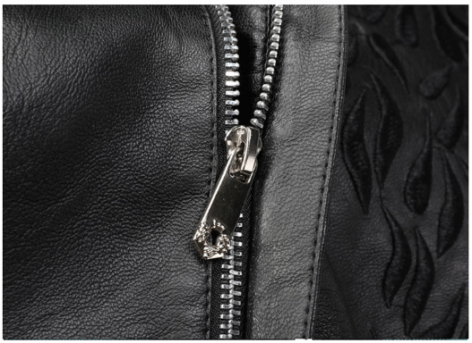 Breathable Winter mens classic leather jackets Floral Patterned Fully Lined