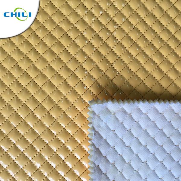 Trade Assurance Hot Sale Shiny Pu Synthetic Embroidered quilted shoe leather