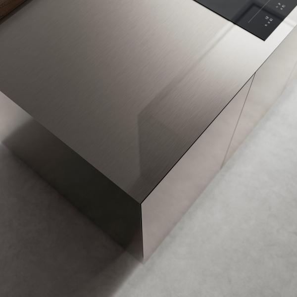 Custom Aluminio Simple Veneer de madera gabinete de la pared cocina moderna 304 de acero inoxidable gabinete de la cocina con isla