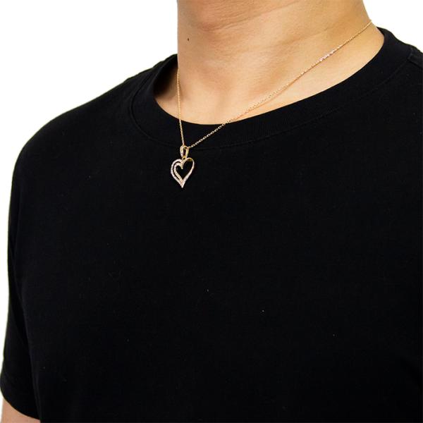 Collar con forma de corazón pequeño con diamantes brillantes chapado en oro de 14 quilates para mamá