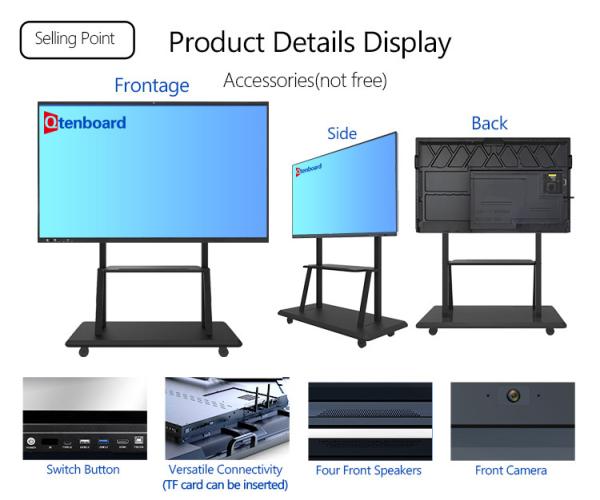 9679 Chip 65 75 86 98 105 110 Big Size Interactive Flat Panel Smooth Annotation Whiteboarding Tools Video Conferencing Support