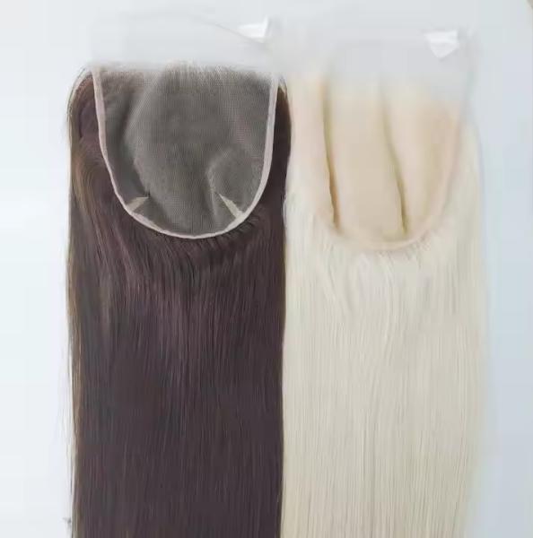 Ready Ship European 13A Grade Human Hair Extensions Mesh Integration System Colored Lace Closure 6x6 Sizes 100% Transparent