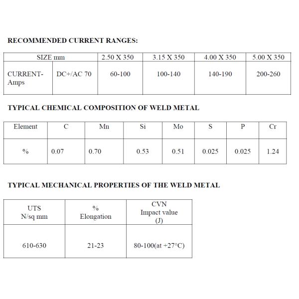 AWS E 8018-B2 Low Hydrogen Iron Powder Electrode For Cr-Mo Steels