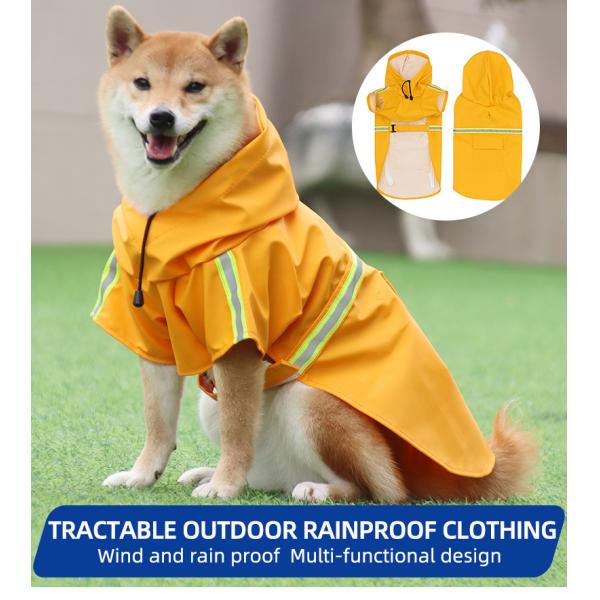 Водонепроницаемый материал Дорожный пальто для домашних животных Пончо типа Большая собака Одежда для домашних животных Одежда и аксессуары