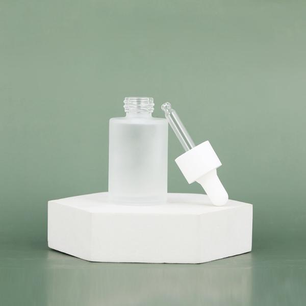 1oz Cylinder Flat Shoulder Frosted Dropper Essential Oil Bottle for Other Cosmetic within Glass Material
