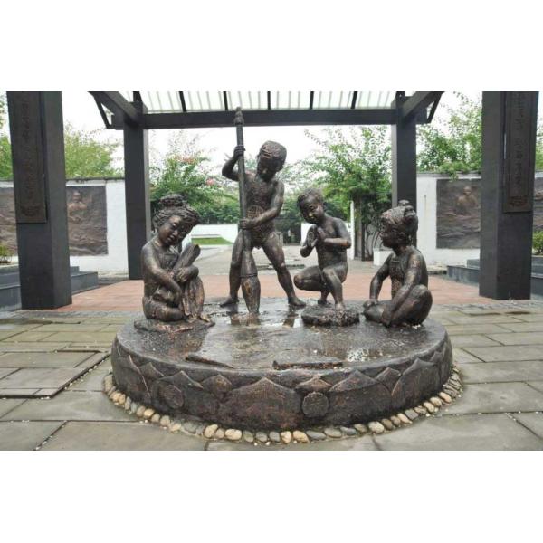 Realistic Large Outdoor Bronze Sculptures Children Playing Shape Antique Design